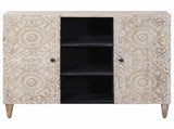 Sideboard with Shelf White 90 x 33.5 x 75 cm Solid Mango Wood 4018396