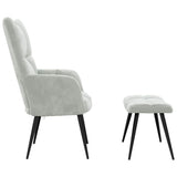 Relaxing chair with Footstool Light Grey Velvet 42022447
