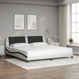 Bed Frame with LED without Mattress "Zadar" White and Black 200x200 cm 3214137