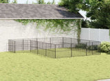 Dog Playpen 16 Panels Black Galvanised Steel 3209559