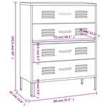 Chest of Drawers Pink 80x35x101.5 cm Steel 336202