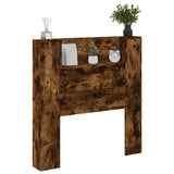 Storage Headboard with LED Smoked Oak Engineered Wood 3418647