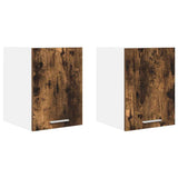 Hanging Cabinet 2 pcs Smoked Oak and White 30 x 31 x 40 cm 884123