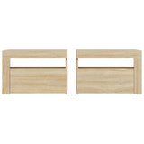 ZNTS Bedside Cabinets 2 pcs with LEDs Sonoma Oak 60x35x40 cm 3080737