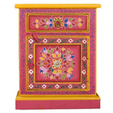 Bedside Cabinet Solid Mango Wood Pink Hand Painted 244835