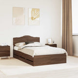 Bed Frame with Drawer Brown Oak 135 x 190 cm Engineer Wood 3413018
