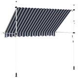43222 Manual Retractable Awning 300 cm Blue and White Stripes