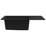 Kitchen Sink with Overflow Hole Oval Black Granite 147101
