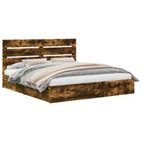 Storage Bed with Drawer Smoked Oak 180 x 200 cm Engineered Wood 3411881