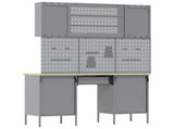 Work Cabinet with Drawer 8 pcs Black Engineered Wood and Steel 3321460