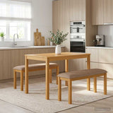 Dining Set 3 pcs Grey Solid Oak Wood 3430272