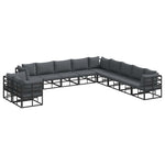 Garden Sofa Set with Cushion Black Aluminium 3378886