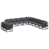 Garden Sofa Set with Cushion Black Aluminium 3378886