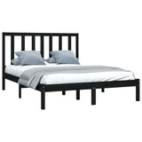 Bed Frame without Mattress Black Solid Wood Pine 140x190 cm 3105144