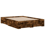 Bed Frame Smoked Oak Engineered Wood, Plywood Double Bed Frame 3280409