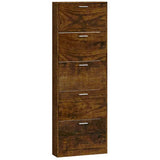 Shoe Cabinet Smoked Oak 59x17x169 cm Engineered Wood 342515