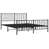 Metal Bed Frame without Mattress with Footboard Black 160x200cm 374458
