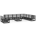 ZNTS 11 Piece Garden Lounge Set Black Solid Pinewood 3075873