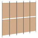 5-Panel Room Divider Beige 250 x 220 cm Fabric 42039225