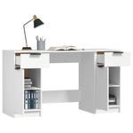 ZNTS Desk with Side Cabinet White Engineered Wood 3115908