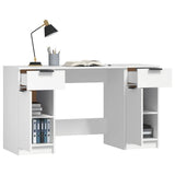 Desk with Side Cabinet White Engineered Wood 3115908