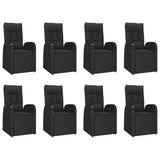 9 Piece Garden Dining Set Black Poly Rattan&Solid Wood Acacia 3157640