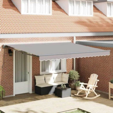 Retractable Awning Manual Light Grey 400x300 cm Fabric 3330653