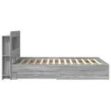 Bed Frame with Storage Grey Sonoma 140 x 200 cm Engineered Wood 3433873