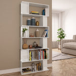 Book Cabinet/Room Divider High Gloss White 80x24x192 cm Engineered Wood 800096