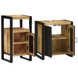 Bathroom Furniture Set 2 pcs Brown and Black Solid Mango Wood 3305600
