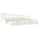 Daybed with Trundle and Drawers without Mattress White 90x190 cm Single 3302224