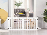 Freestanding Pet Gate 4 Panel Wooden Dog Barrier Folding Safety Fence with Support Feet up to 204cm T3398P349694