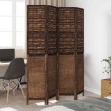 Room Divider 4 Panels Dark Brown Solid Wood Paulownia 358707
