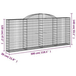 Arched Gabion Baskets 3 pcs 300x30x120/140 cm Galvanised Iron 3146540