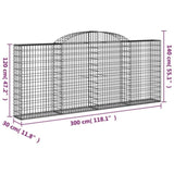 Arched Gabion Baskets 3 pcs 300x30x120/140 cm Galvanised Iron 3146540