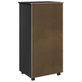 Rolling Cabinet Black 53 x 39 x 103 cm Solid Pine Wood 42028371