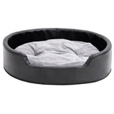 Dog Bed Black and Grey 79x70x19 cm Plush and Faux Leather 171254