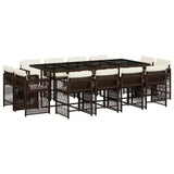 13 Piece Garden Dining Set with Cushions Brown Poly Rattan 3211761