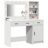 Dressing Table with Mirror Lights 2 pcs White Engineered Wood 3334263