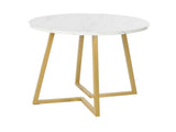 Modern metal frame marble pattern round coffee table with gold stand, suitable for N639P212599G