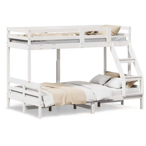 ZNTS Bunk Bed 80x200/120x200 cm White Solid Wood Pine 3207178