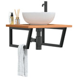 Basin Shelf Wall Mounted Steel and Solid Wood Beech 3302511