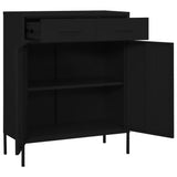 Storage Cabinet Black Steel Medium Height-Adjustable Shelves 336160
