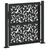 Garden Gate Black 100x100 cm Steel Leaf Design 4100959