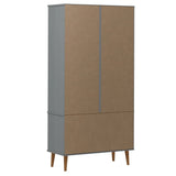 Vitrine Cabinet MOLDE Grey 90x35x175 cm Solid Wood Pine 350545