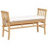 Garden Bench with Cushion Brown 110 x 38 x 65cm Bamboo 4108077