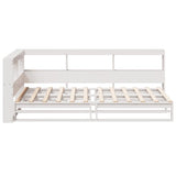 ZNTS Bookcase Bed without Mattress White 100x200cm Solid Wood Pine 3324506