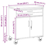 Trolley Rolling Workbench Red and Grey 75 x 45 x 85 cm 4103488