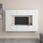 8 Piece TV Cabinet Set White Engineered Wood 3078668