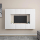 8 Piece TV Cabinet Set White Engineered Wood 3078668